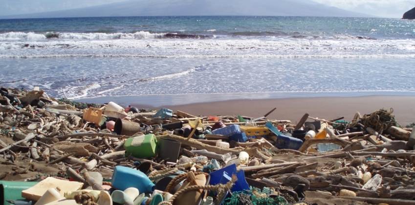 Marine debris washed ashore on the Hawaiian island of Kaho'olawe.